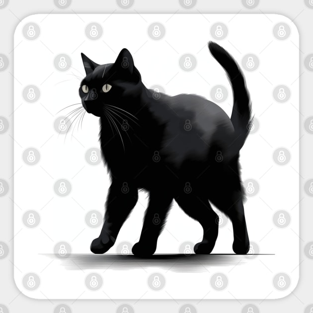 Black Cat On The Prowl Sticker by LB35Y5